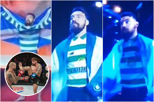 Celtic-daft MMA star Chris Bungard makes Bellator 240 main event walk in Hoops jersey