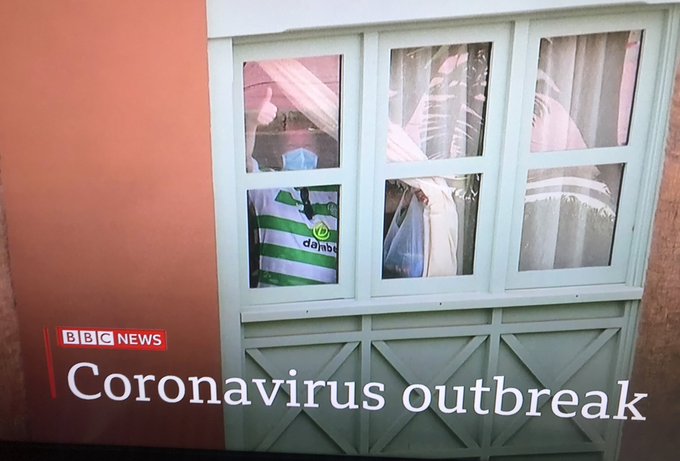 Celtic fan gives thumbs up as he’s quarantined on Tenerife holiday over Coronavirus fears