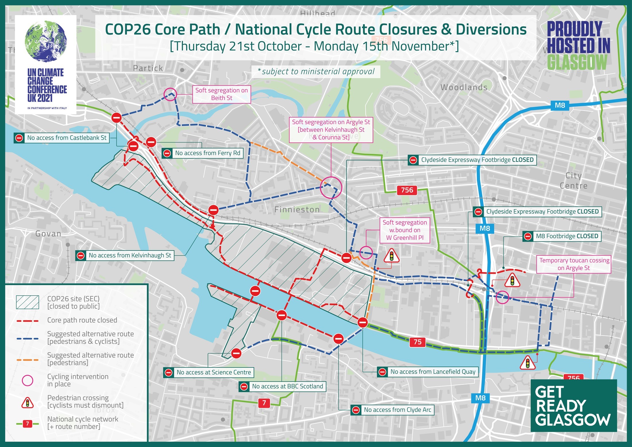 Glasgow Cycle Paths Map Here Are The Cycle Route Diversions During Cop26 In Glasgow | Glasgow Times